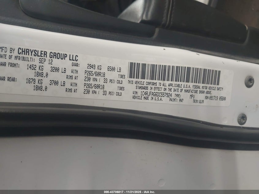 1C4RJFAG6DC557924 2013 JEEP GRAND CHEROKEE photo no. 9