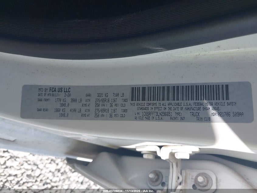 1C6SRFFT3LN296651 2020 RAM 1500 photo no. 9