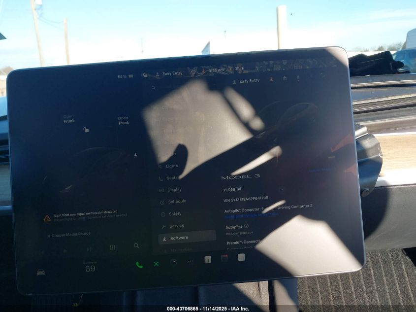 2023 Tesla Model 3 Rear-Wheel Drive VIN: 5YJ3E1EA6PF641705 Lot: 43706865