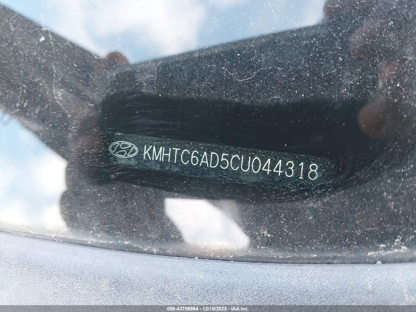 2012 Hyundai Veloster Base W/Black VIN: KMHTC6AD5CU044318 Lot: 43706964