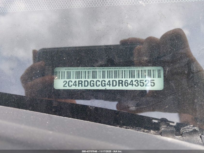 2013 Dodge Grand Caravan Sxt VIN: 2C4RDGCG4DR643525 Lot: 43707048