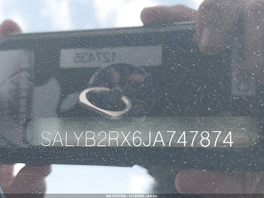 2018 Land Rover Range Rover Velar P250 S VIN: SALYB2RX6JA747874 Lot: 43707246