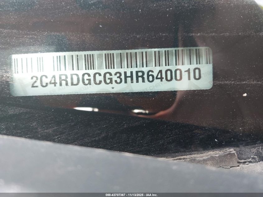 2017 Dodge Grand Caravan Sxt VIN: 2C4RDGCG3HR640010 Lot: 43707367