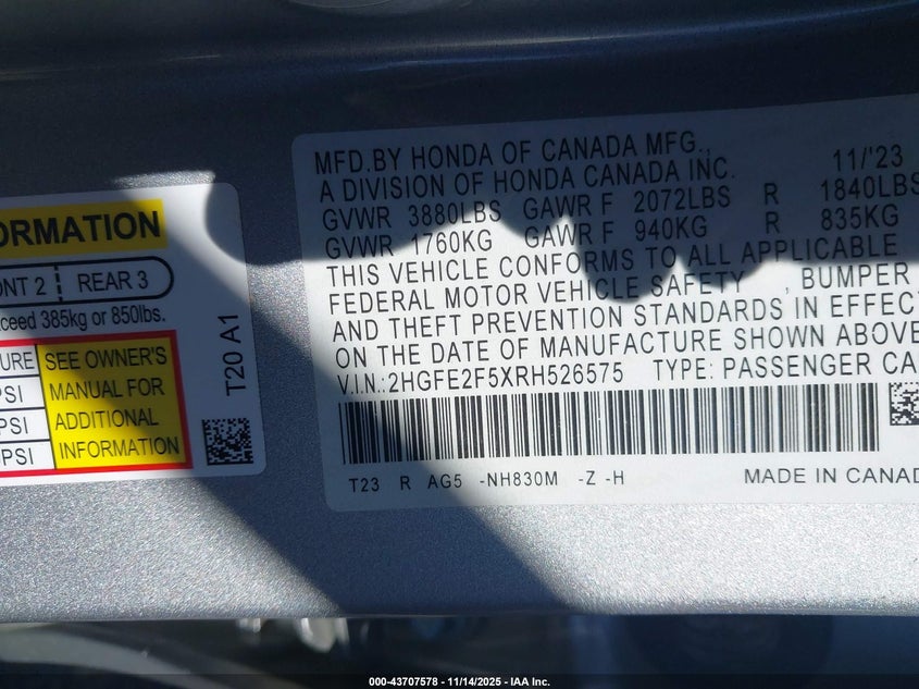 2HGFE2F5XRH526575 2024 HONDA CIVIC photo no. 9