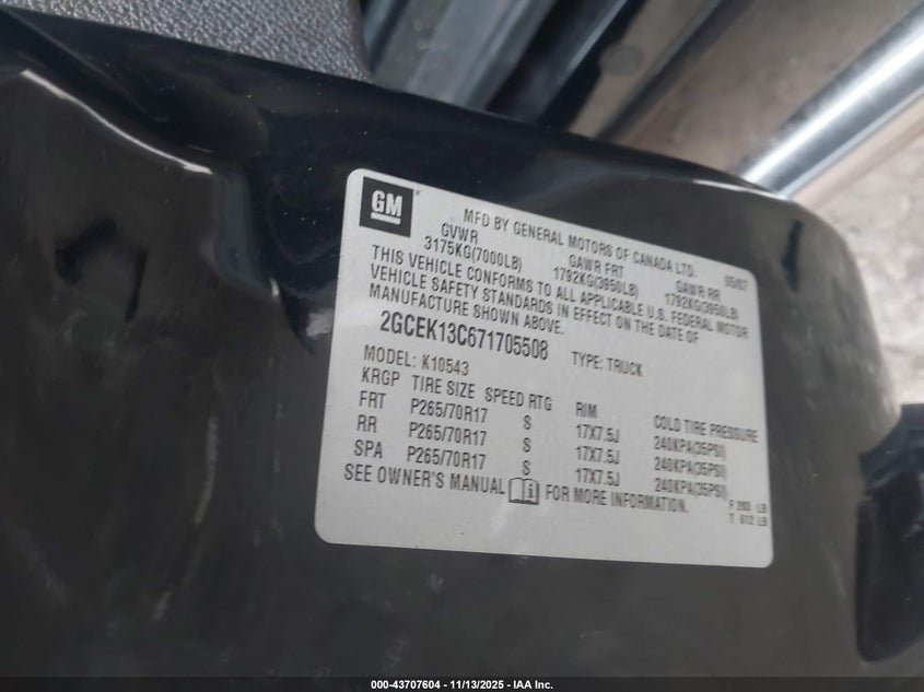 2GCEK13C671705508 2007 CHEVROLET SILVERADO photo no. 9