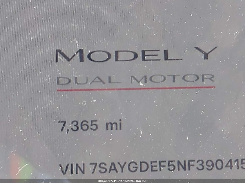 7SAYGDEF5NF390415 2022 TESLA MODEL Y photo no. 14