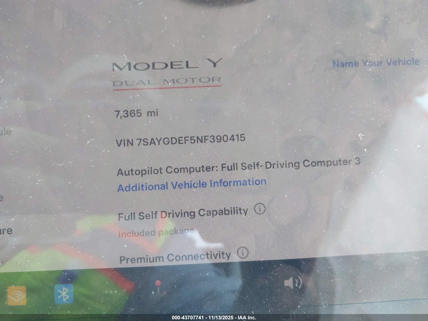 7SAYGDEF5NF390415 2022 TESLA MODEL Y photo no. 7