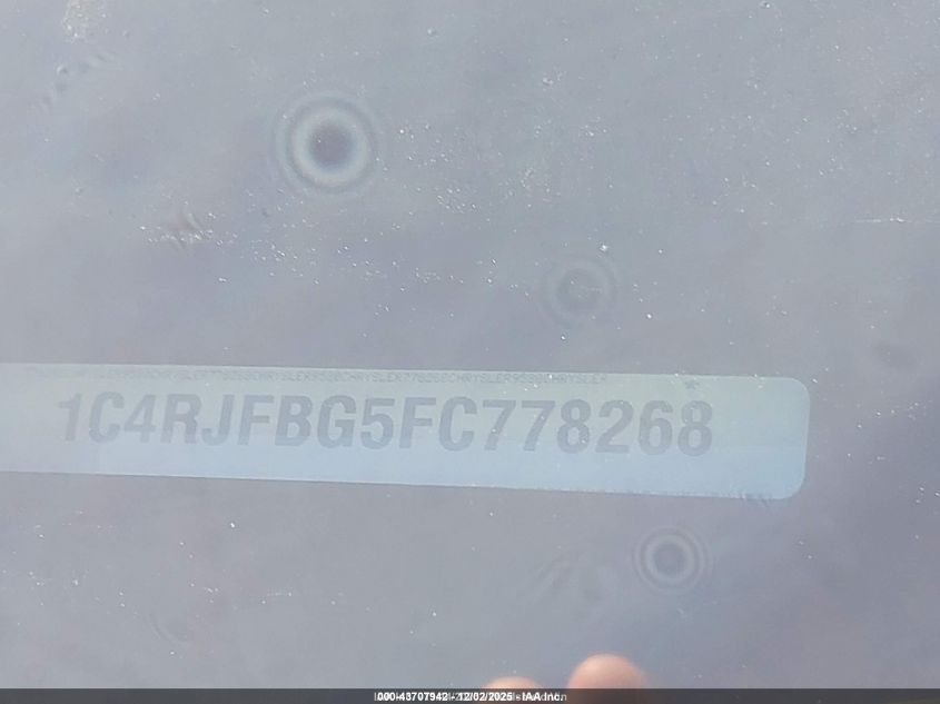 2015 Jeep Grand Cherokee Limited VIN: 1C4RJFBG5FC778268 Lot: 43707942