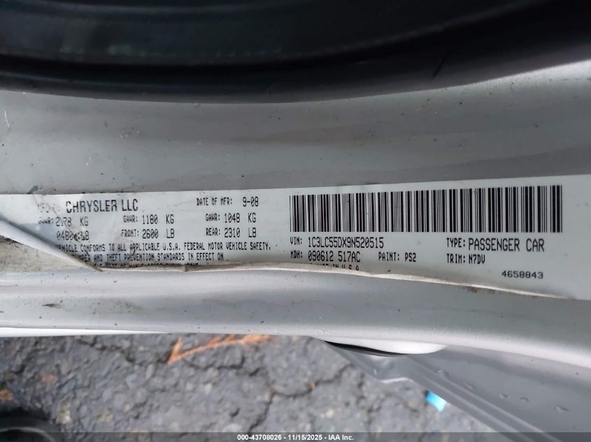 2009 Chrysler Sebring Touring VIN: 1C3LC55DX9N520515 Lot: 43708026