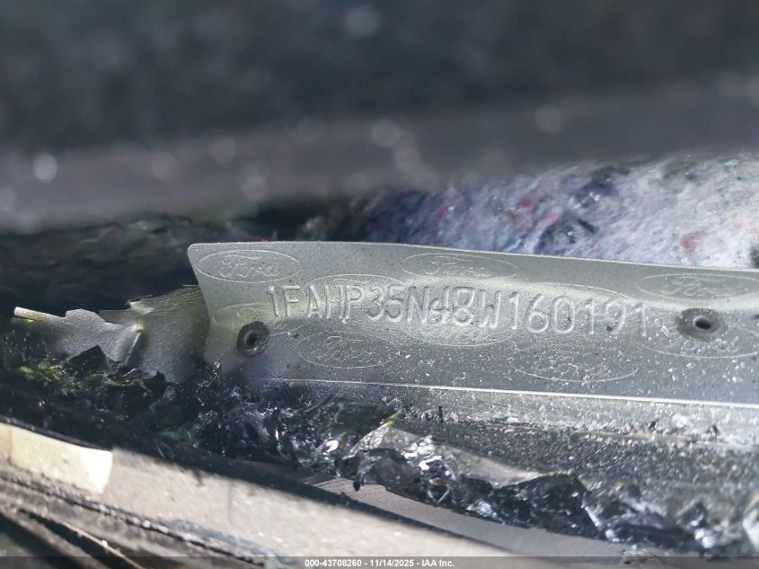 2008 Ford Focus Se/Ses VIN: 1FAHP35N48W160191 Lot: 43708260