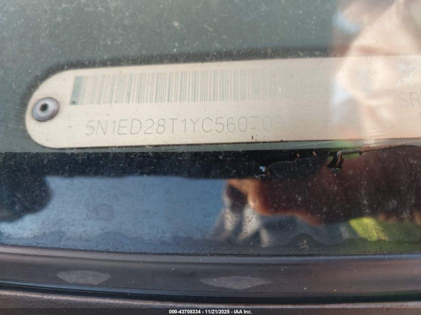 2000 Nissan Xterra Se/Xe VIN: 5N1ED28T1YC560703 Lot: 43708334