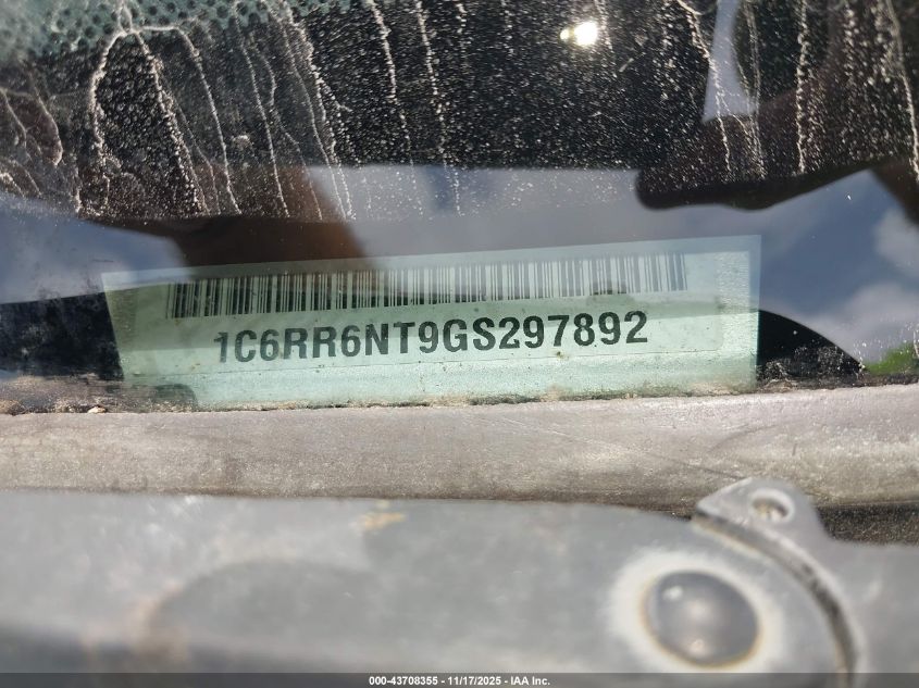 2016 Ram 1500 Laramie VIN: 1C6RR6NT9GS297892 Lot: 43708355
