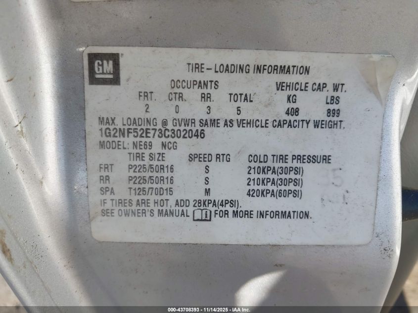 2003 Pontiac Grand Am Se1 VIN: 1G2NF52E73C302046 Lot: 43708393