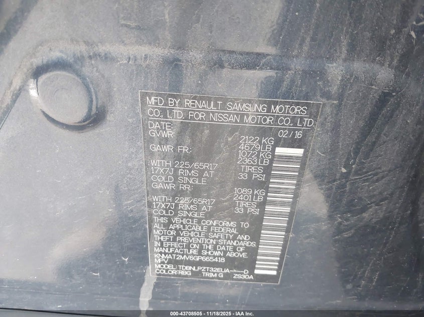 KNMAT2MV6GP665418 2016 NISSAN ROGUE photo no. 9