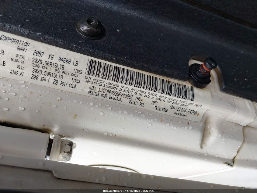 2006 Jeep Wrangler Unlimited VIN: 1J4FA44S56P743953 Lot: 43708570