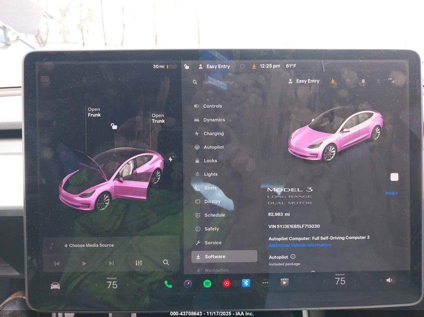 2020 Tesla Model 3 Long Range Dual Motor All-Wheel Drive VIN: 5YJ3E1EB5LF713030 Lot: 43708643