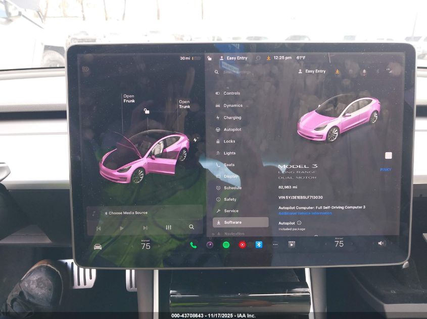 2020 Tesla Model 3 Long Range Dual Motor All-Wheel Drive VIN: 5YJ3E1EB5LF713030 Lot: 43708643