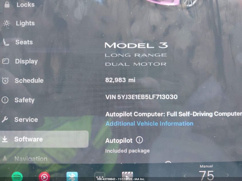 2020 Tesla Model 3 Long Range Dual Motor All-Wheel Drive VIN: 5YJ3E1EB5LF713030 Lot: 43708643