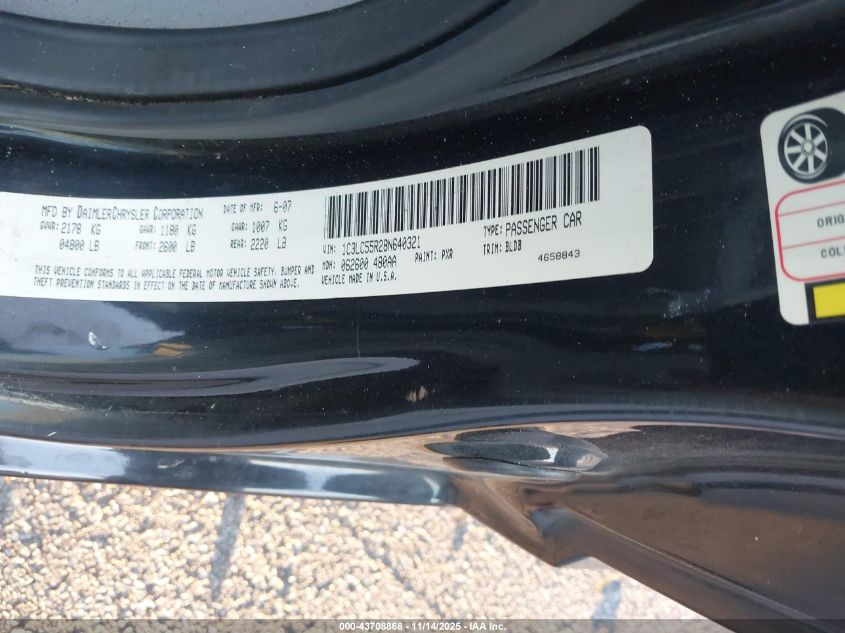 2008 Chrysler Sebring Touring VIN: 1C3LC55R28N640321 Lot: 43708868