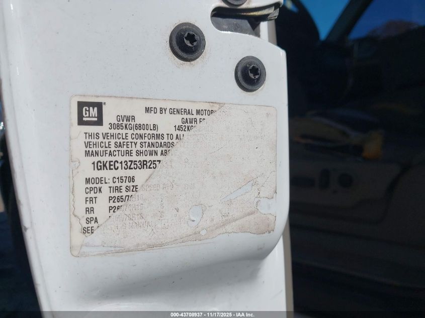 2003 GMC Yukon Slt VIN: 1GKEC13Z53R257334 Lot: 43708937