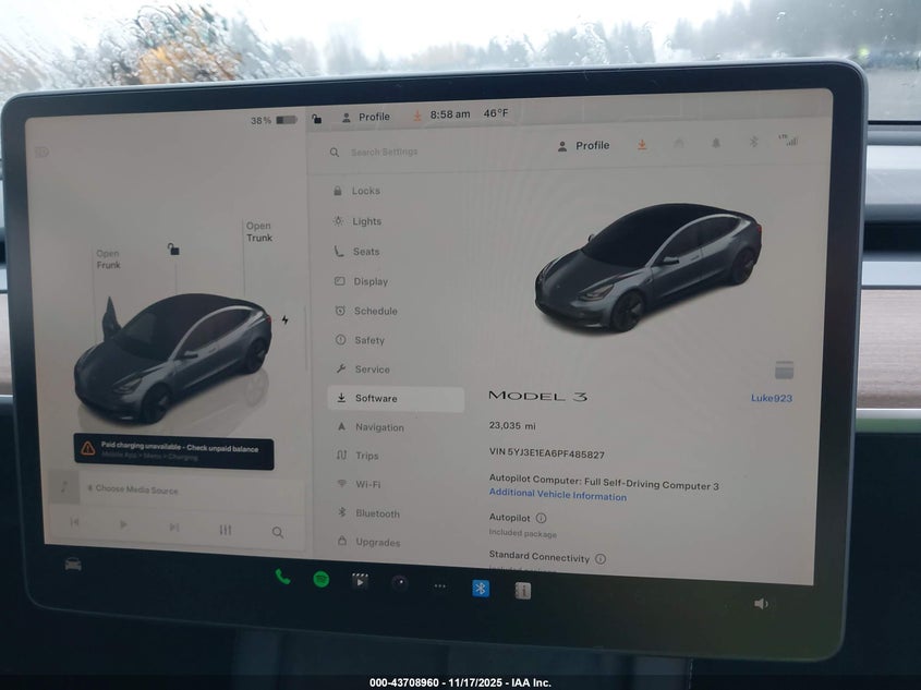 2023 Tesla Model 3 Rear-Wheel Drive VIN: 5YJ3E1EA6PF485827 Lot: 43708960