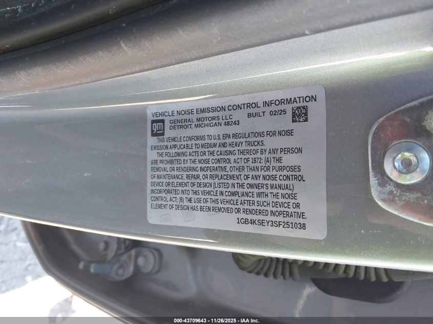 2025 Chevrolet Silverado 3500Hd Chassis Work Truck VIN: 1GB4KSEY3SF251038 Lot: 43709643