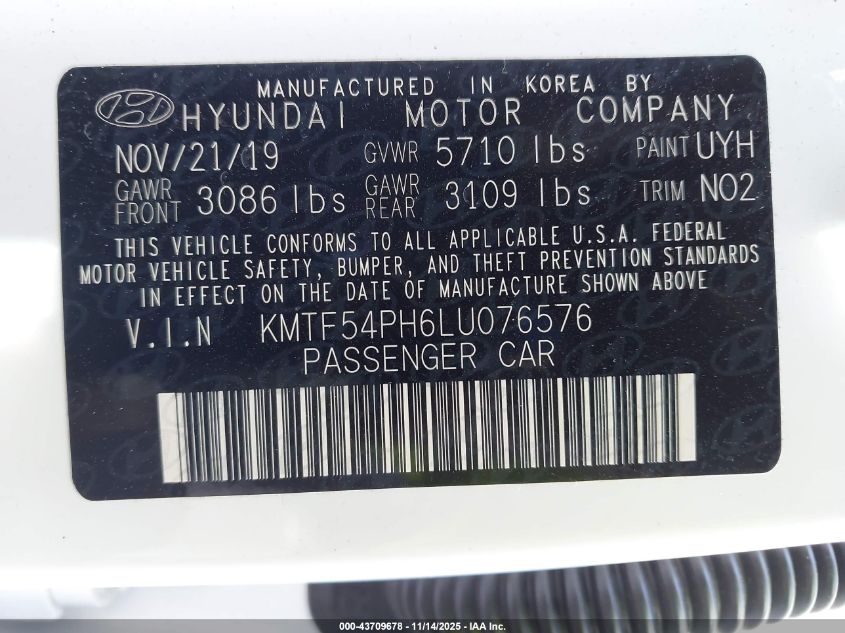 2020 Genesis G90 5.0 Ultimate Rwd VIN: KMTF54PH6LU076576 Lot: 43709678