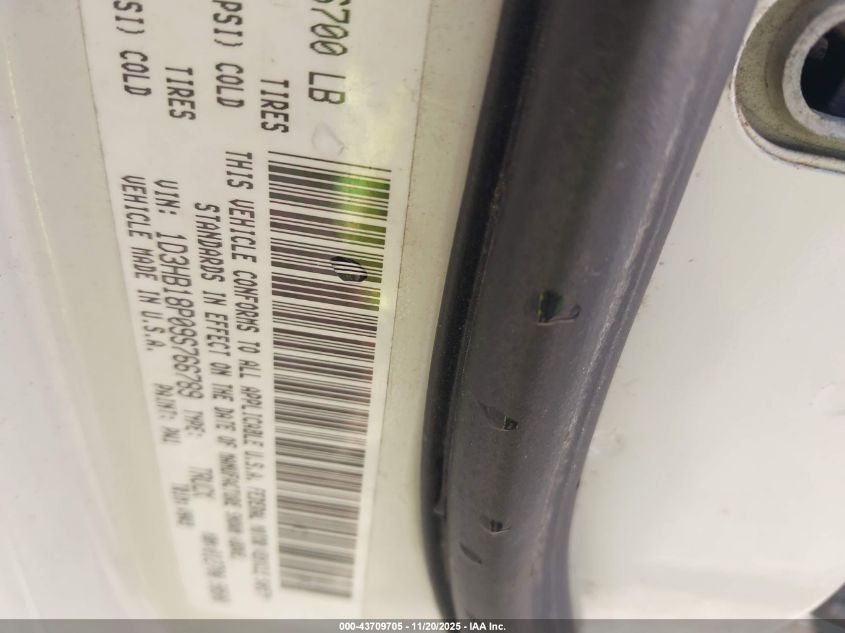 2009 Dodge Ram 1500 Slt/Sport/Trx VIN: 1D3HB18P09S766789 Lot: 43709705