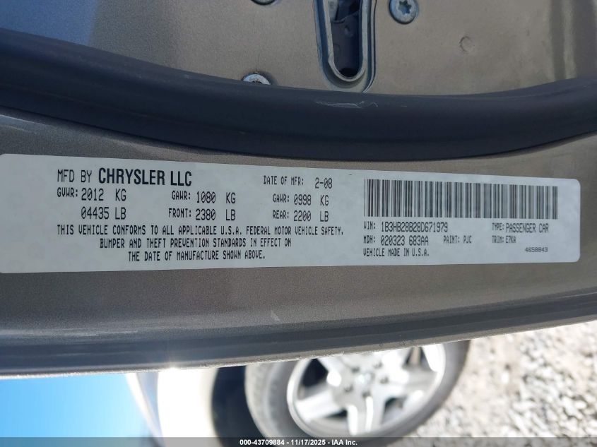 2008 Dodge Caliber Se VIN: 1B3HB28B28D671979 Lot: 43709884