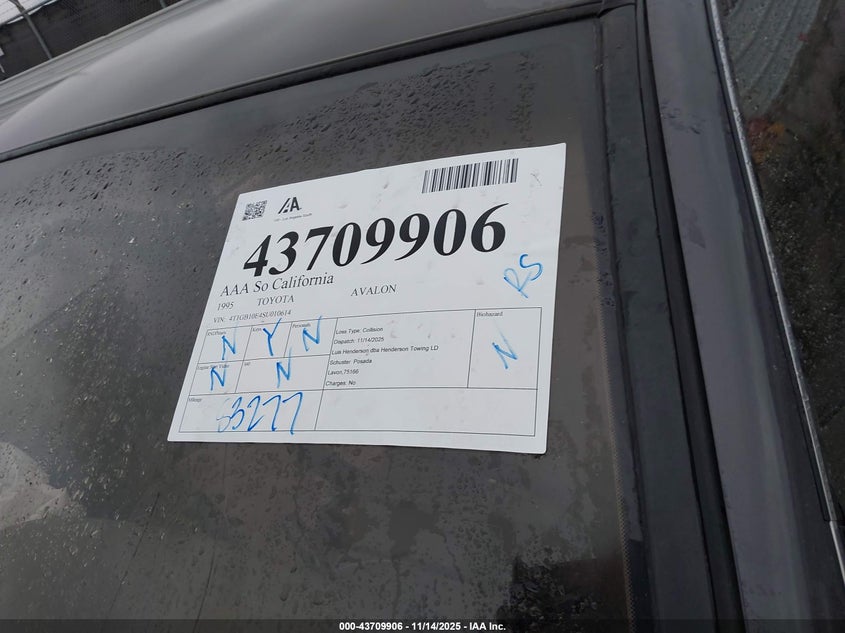 1995 Toyota Avalon Xl VIN: 4T1GB10E4SU010614 Lot: 43709906