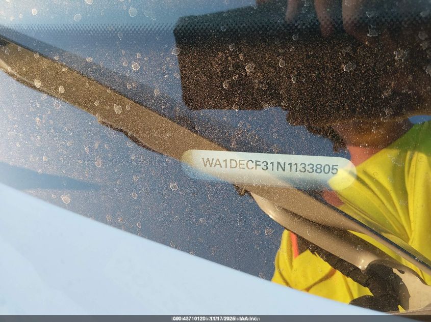 2022 Audi Q3 Premium 45 Tfsi S Line Quattro Tiptronic VIN: WA1DECF31N1133805 Lot: 43710120