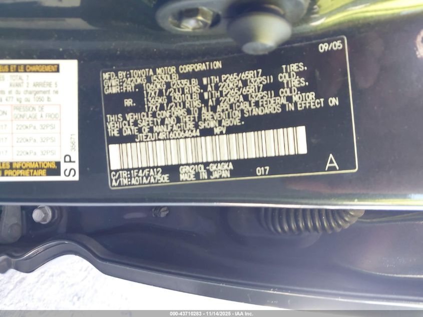 2006 Toyota 4Runner Sr5 V6 VIN: JTEZU14R160064644 Lot: 43710283