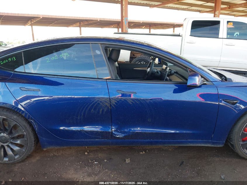 2022 Tesla Model 3 Performance Dual Motor All-Wheel Drive VIN: 5YJ3E1EC7NF202513 Lot: 43710335