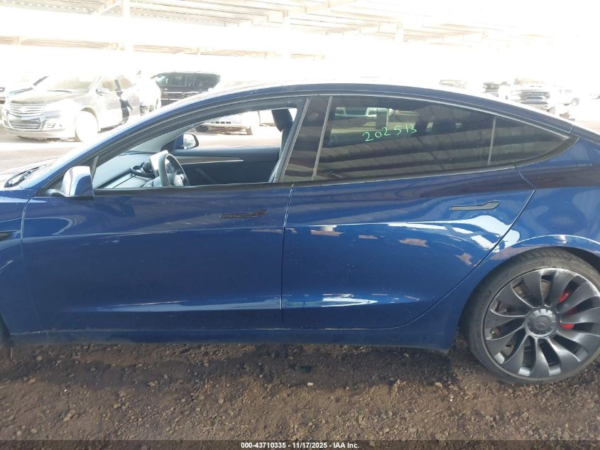 2022 Tesla Model 3 Performance Dual Motor All-Wheel Drive VIN: 5YJ3E1EC7NF202513 Lot: 43710335