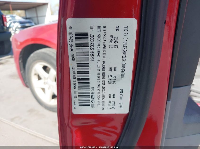 2007 Dodge Charger VIN: 2B3KA43G27H856736 Lot: 43710345