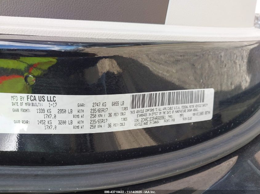 2017 Chrysler Pacifica Touring-L Plus VIN: 2C4RC1EG5HR669361 Lot: 43710422