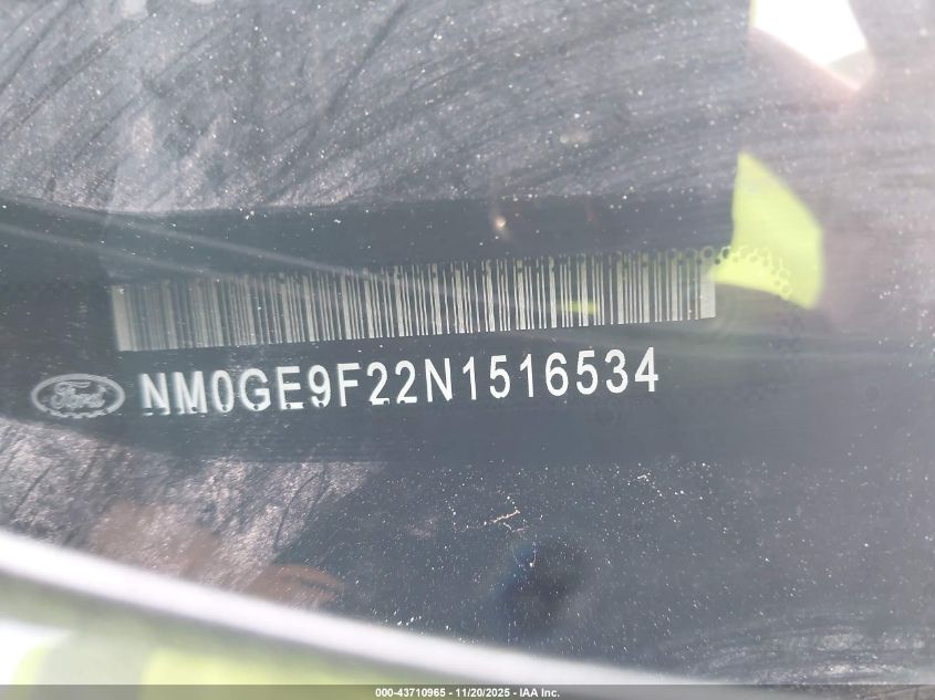 2022 Ford Transit Connect Xlt VIN: NM0GE9F22N1516534 Lot: 43710965