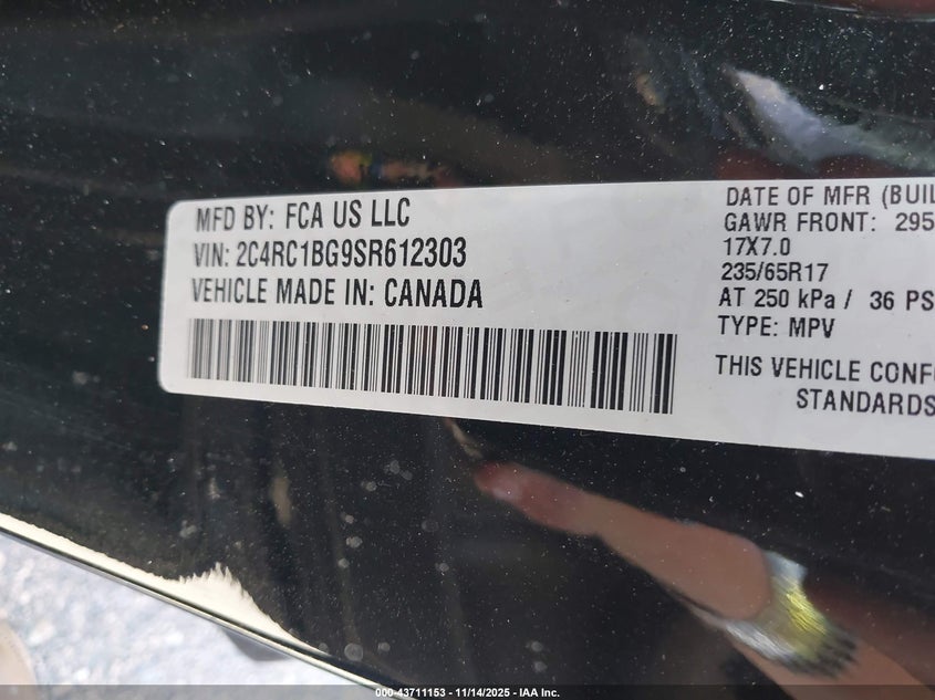 2C4RC1BG9SR612303 2025 CHRYSLER PACIFICA photo no. 9