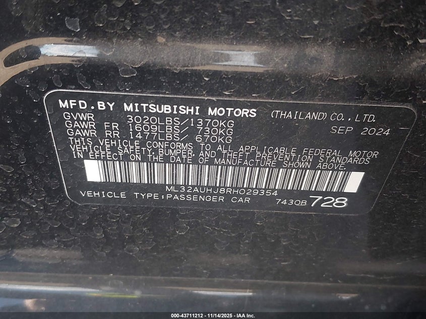 ML32AUHJ8RH029354 2024 MITSUBISHI MIRAGE photo no. 9