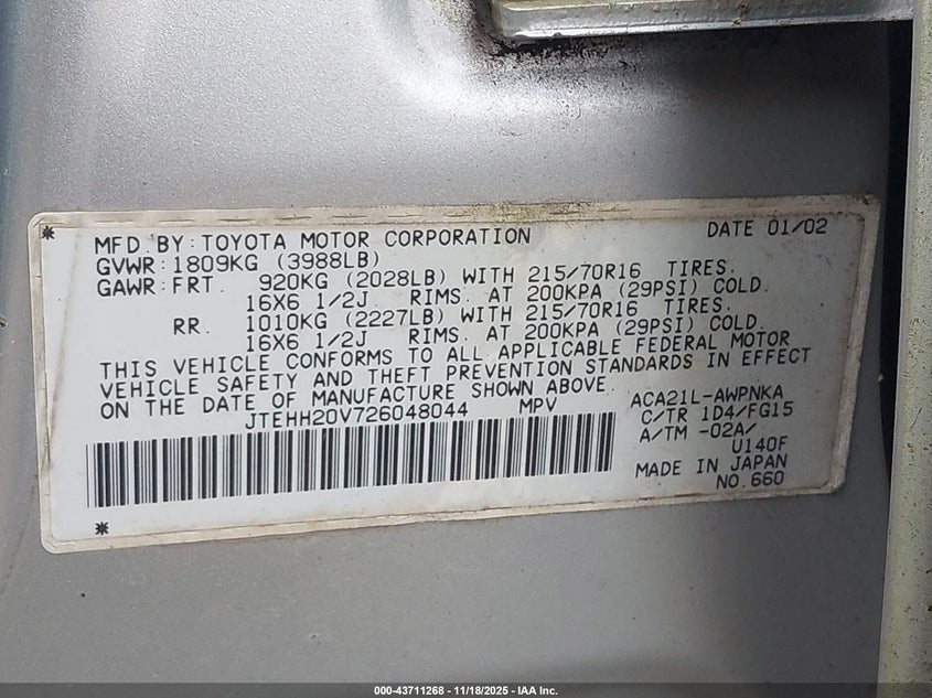 JTEHH20V726048044 2002 TOYOTA RAV 4 photo no. 9