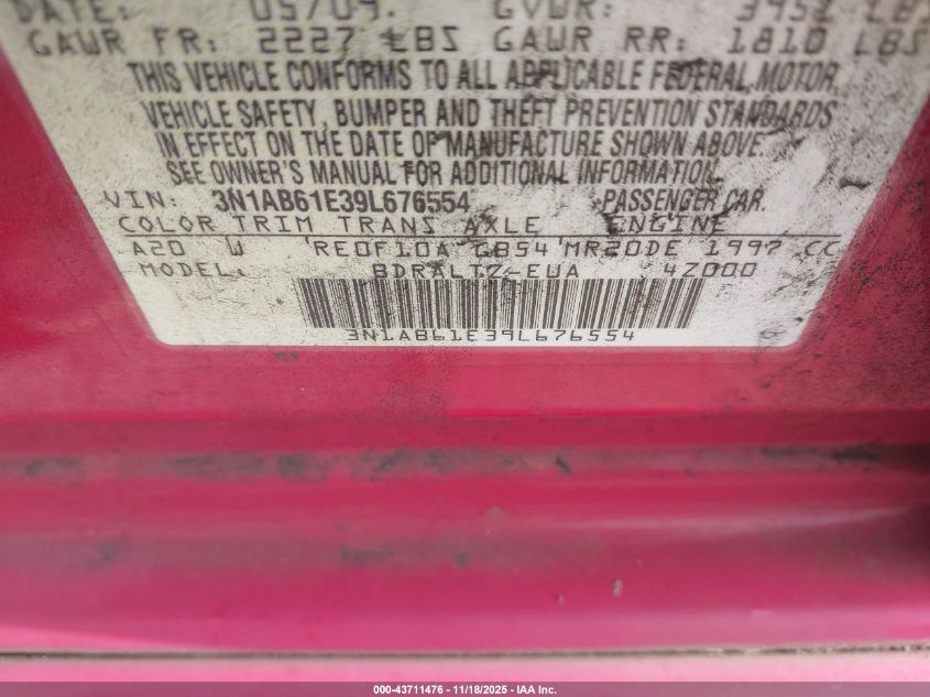 2009 Nissan Sentra 2.0Sr VIN: 3N1AB61E39L676554 Lot: 43711476