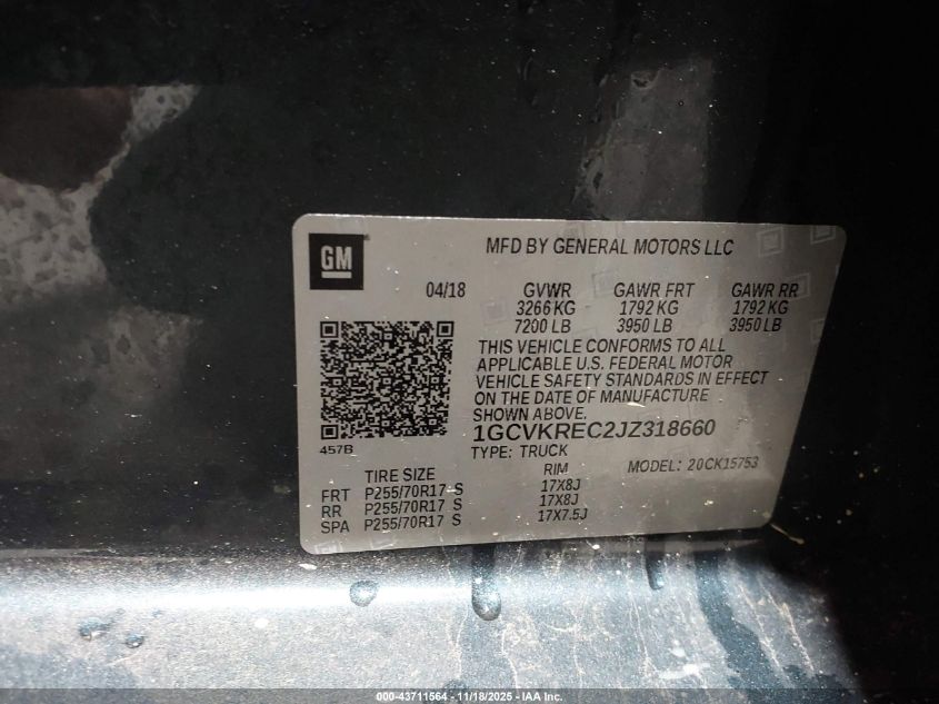 2018 Chevrolet Silverado 1500 1Lt VIN: 1GCVKREC2JZ318660 Lot: 43711564