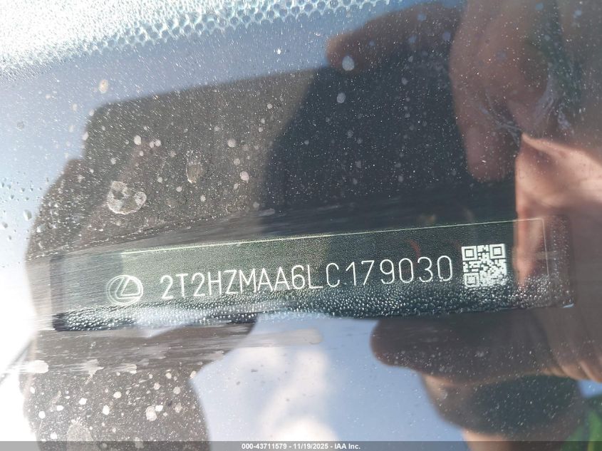 2020 Lexus Rx 350 VIN: 2T2HZMAA6LC179030 Lot: 43711579