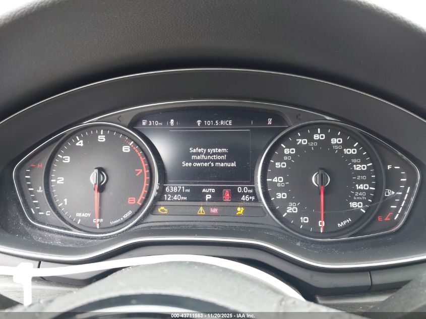 2019 Audi A4 45 Premium VIN: WAUDNAF44KN005451 Lot: 43711583