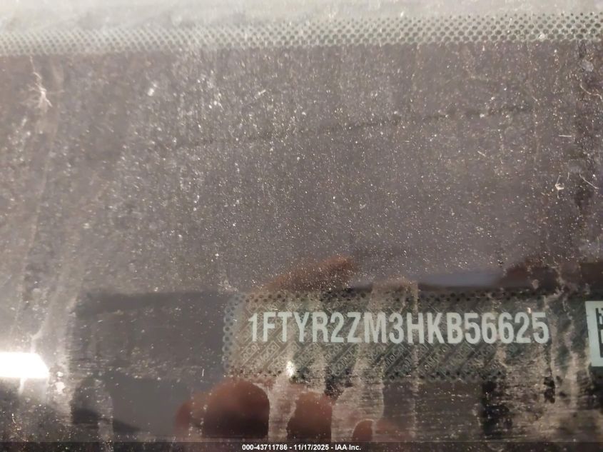 2017 Ford Transit-250 VIN: 1FTYR2ZM3HKB56625 Lot: 43711786