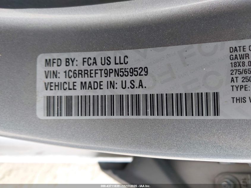 2023 Ram 1500 Big Horn 4X2 5'7 Box VIN: 1C6RREFT9PN559529 Lot: 43711839