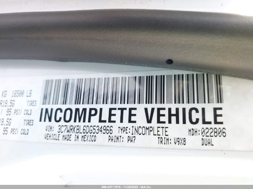 2013 Ram 4500 Chassis Tradesman/Slt VIN: 3C7WRKBL6DG534966 Lot: 43711915