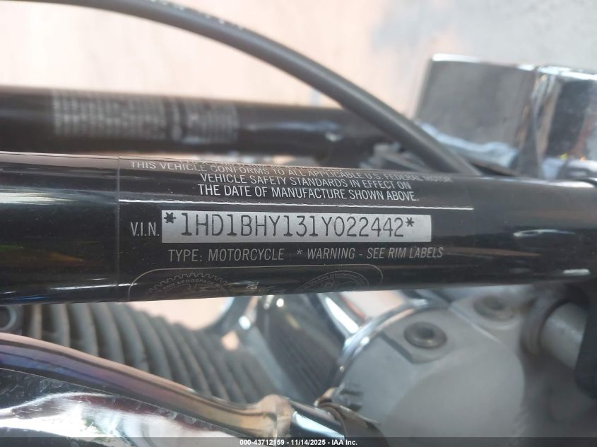 2001 Harley-Davidson Fxst VIN: 1HD1BHY131Y022442 Lot: 43712159