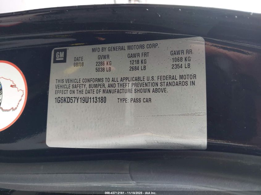 2009 Cadillac Dts 1Sa VIN: 1G6KD57Y19U113180 Lot: 43712161