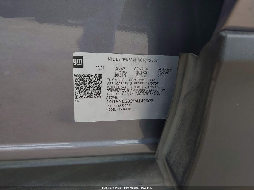 2023 Chevrolet Bolt Euv Fwd Lt VIN: 1G1FY6S03P4149002 Lot: 43712193